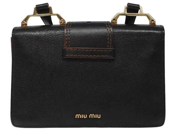 Borsa a Spalla Miu Miu in Pelle Nera e Oro Auth MX101V Nero D'oro - vista 2