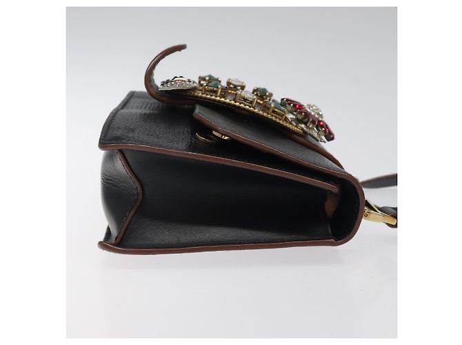 Borsa a Spalla Miu Miu in Pelle Nera e Oro Auth MX101V Nero D'oro - vista 3