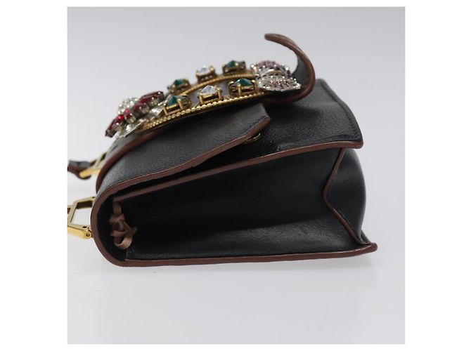 Borsa a Spalla Miu Miu in Pelle Nera e Oro Auth MX101V Nero D'oro - vista 4