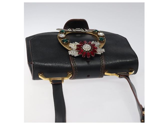 Borsa a Spalla Miu Miu in Pelle Nera e Oro Auth MX101V Nero D'oro - vista 6