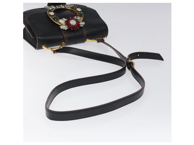 Borsa a Spalla Miu Miu in Pelle Nera e Oro Auth MX101V Nero D'oro - vista 7