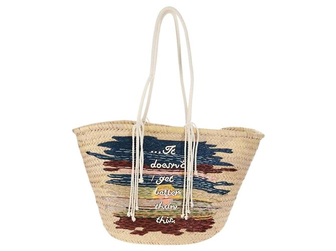 Céline Borsa Cesta CELINE Borsa a Mano Raffia Beige Auth 159620V - vista 13
