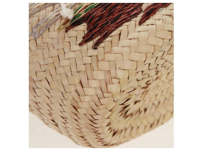 Céline Borsa Cesta CELINE Borsa a Mano Raffia Beige Auth 159620V - vista 14