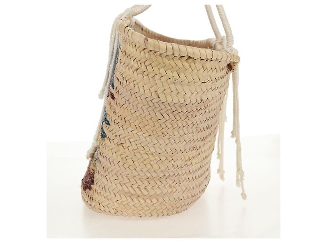 Céline Borsa Cesta CELINE Borsa a Mano Raffia Beige Auth 159620V - vista 3