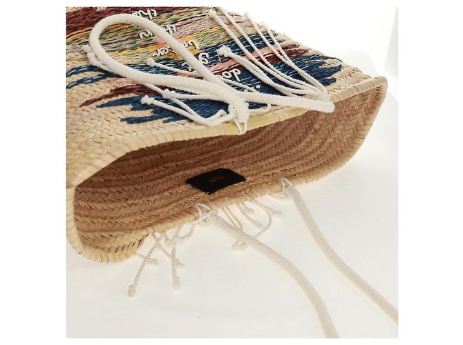 Céline Borsa Cesta CELINE Borsa a Mano Raffia Beige Auth 159620V - vista 6