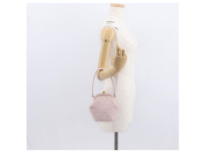 CHANEL Borsa Matelassé in Suede Rosa Oro CC Auth 154898A D'oro - vista 21