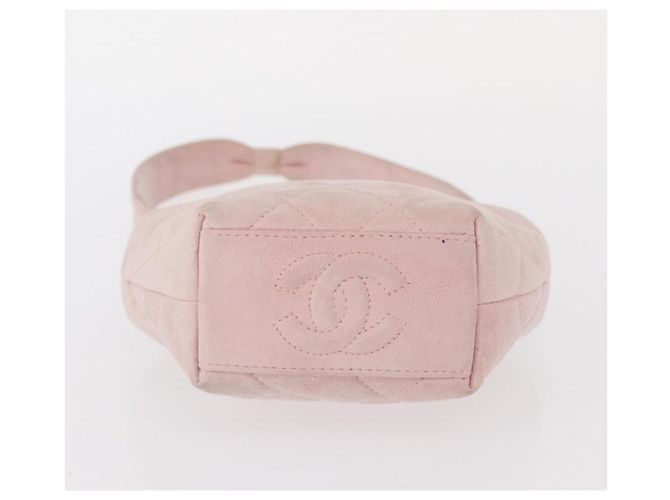CHANEL Borsa Matelassé in Suede Rosa Oro CC Auth 154898A D'oro - vista 5