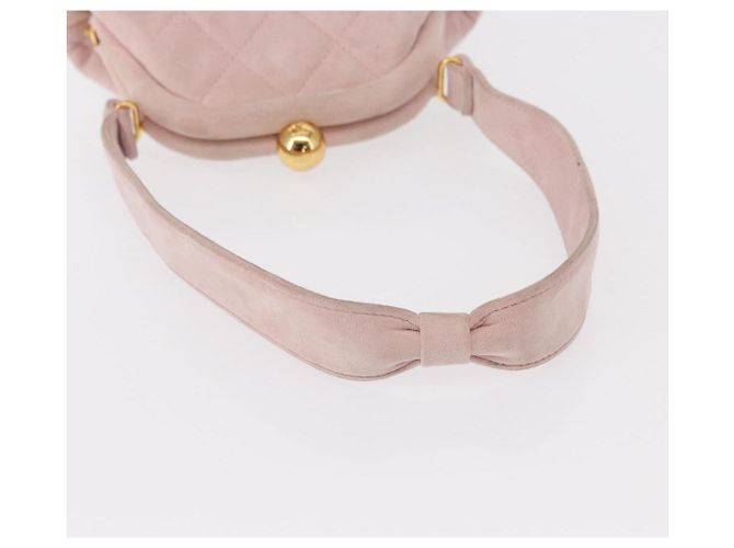 CHANEL Borsa Matelassé in Suede Rosa Oro CC Auth 154898A D'oro - vista 7