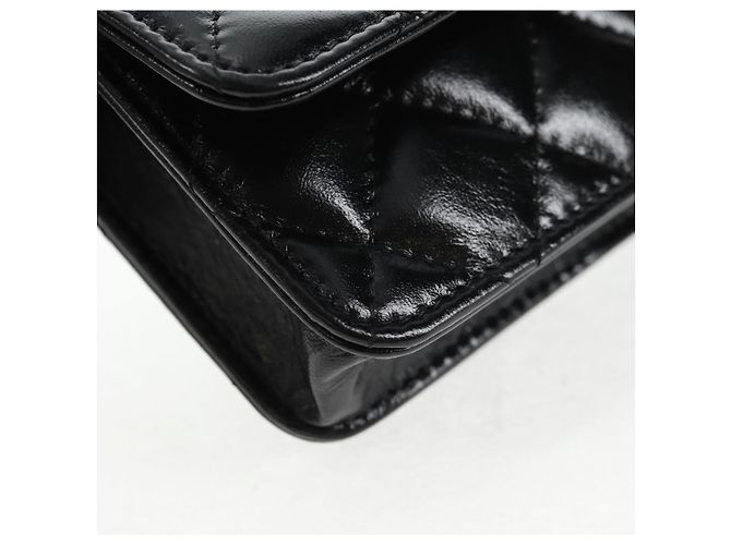 CHANEL Mini Borsa a Spalla Matelassé in Pelle di Vitello Nera Oro CC Auth 142563SAM Nero D'oro - vista 15