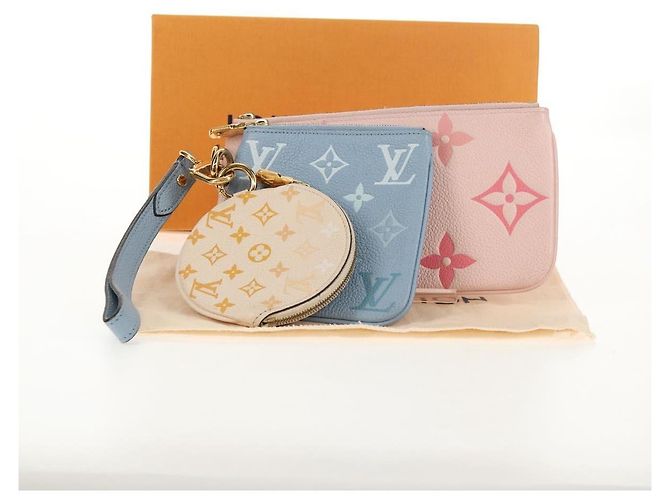 LOUIS VUITTON Pochette Trio Monogram Empreinte Rosa M80407 LV Auth 144344SAM Blu - vista 12