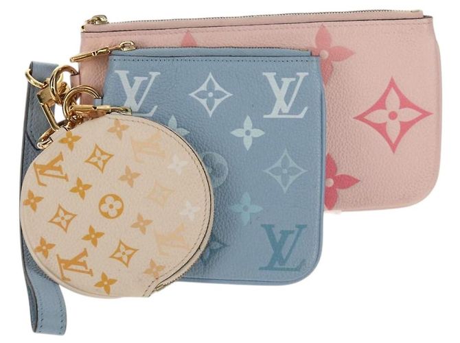 LOUIS VUITTON Pochette Trio Monogram Empreinte Rosa M80407 LV Auth 144344SAM Blu - vista 13