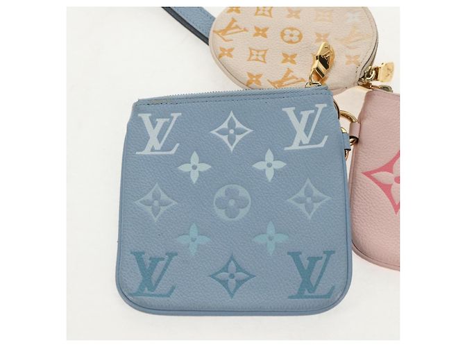 LOUIS VUITTON Pochette Trio Monogram Empreinte Rosa M80407 LV Auth 144344SAM Blu - vista 14