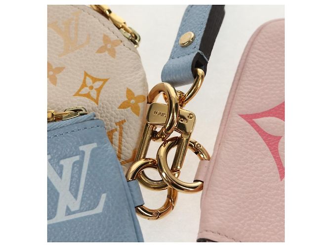 LOUIS VUITTON Pochette Trio Monogram Empreinte Rosa M80407 LV Auth 144344SAM Blu - vista 22