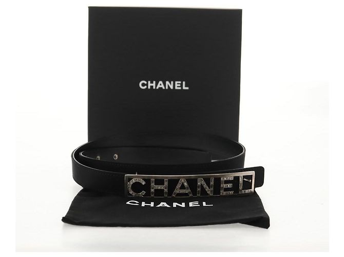 CHANEL Gürtel aus Leder 35,8"" schwarz CC Auth 144605SAM - Ansicht 12