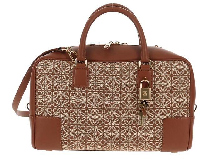 LOEWE Amazona 28 Borsa Anagramma Ripetuto Tela Pelle 2in1 Oro Marrone Auth 145249SAM D'oro - vista 13