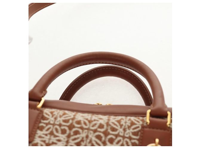LOEWE Amazona 28 Borsa Anagramma Ripetuto Tela Pelle 2in1 Oro Marrone Auth 145249SAM D'oro - vista 14