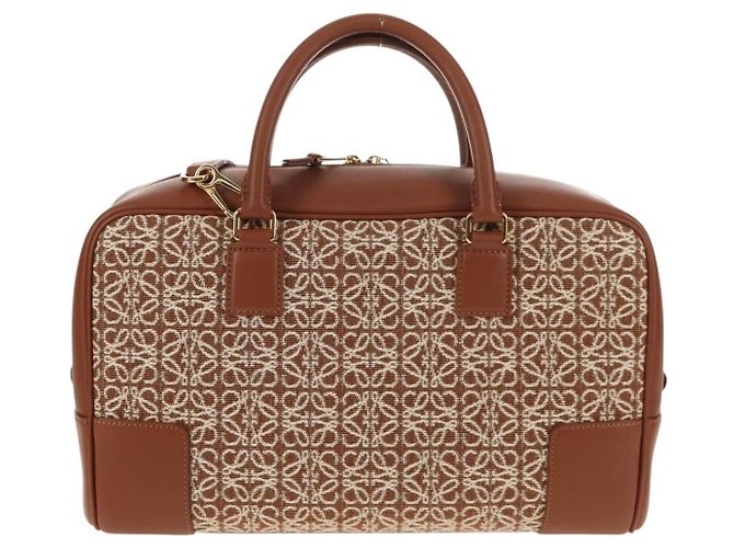 LOEWE Amazona 28 Borsa Anagramma Ripetuto Tela Pelle 2in1 Oro Marrone Auth 145249SAM D'oro - vista 2