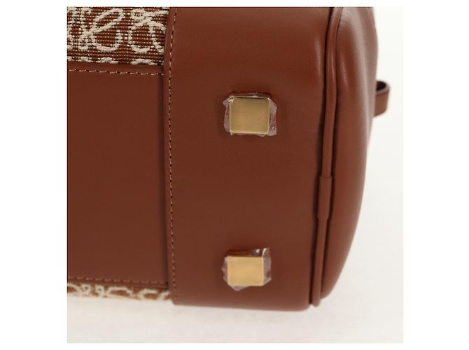 LOEWE Amazona 28 Borsa Anagramma Ripetuto Tela Pelle 2in1 Oro Marrone Auth 145249SAM D'oro - vista 20