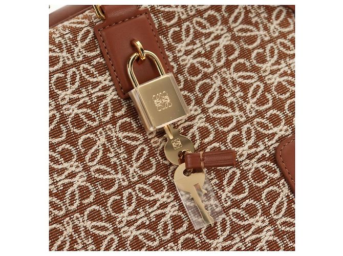 LOEWE Amazona 28 Borsa Anagramma Ripetuto Tela Pelle 2in1 Oro Marrone Auth 145249SAM D'oro - vista 22