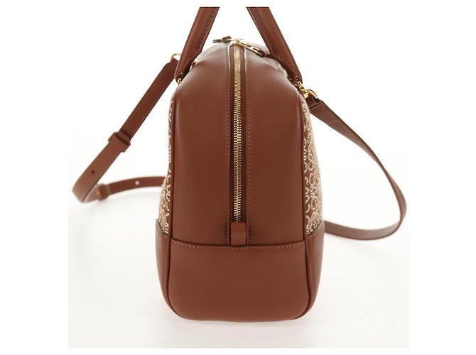 LOEWE Amazona 28 Borsa Anagramma Ripetuto Tela Pelle 2in1 Oro Marrone Auth 145249SAM D'oro - vista 4