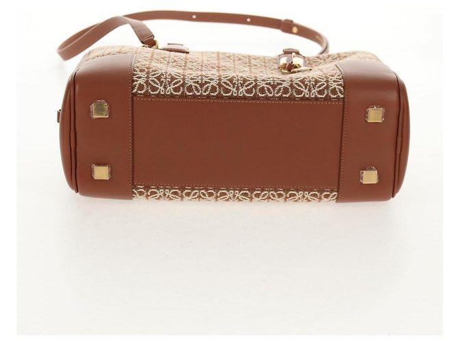 LOEWE Amazona 28 Borsa Anagramma Ripetuto Tela Pelle 2in1 Oro Marrone Auth 145249SAM D'oro - vista 5