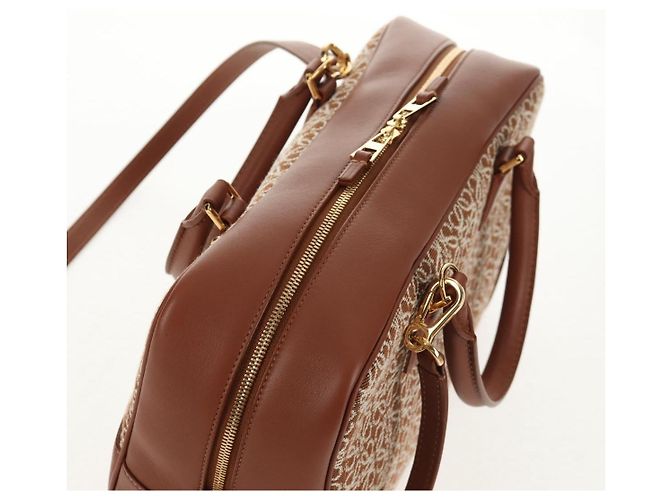 LOEWE Amazona 28 Borsa Anagramma Ripetuto Tela Pelle 2in1 Oro Marrone Auth 145249SAM D'oro - vista 7