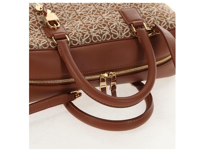 LOEWE Amazona 28 Borsa Anagramma Ripetuto Tela Pelle 2in1 Oro Marrone Auth 145249SAM D'oro - vista 8