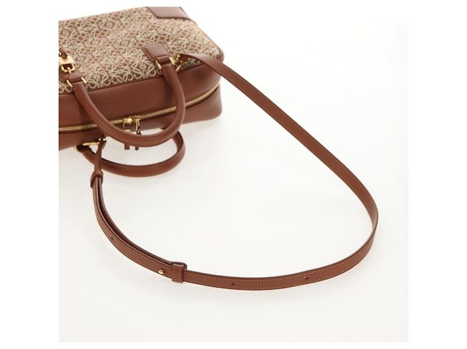 LOEWE Amazona 28 Borsa Anagramma Ripetuto Tela Pelle 2in1 Oro Marrone Auth 145249SAM D'oro - vista 9
