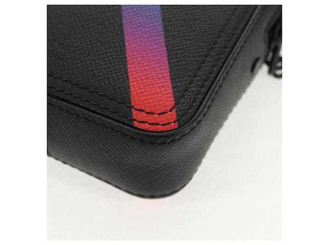 LOUIS VUITTON Borsa Messenger Danube Taiga Rainbow Nera M30332 LV Auth 146086SAM Nero - vista 17