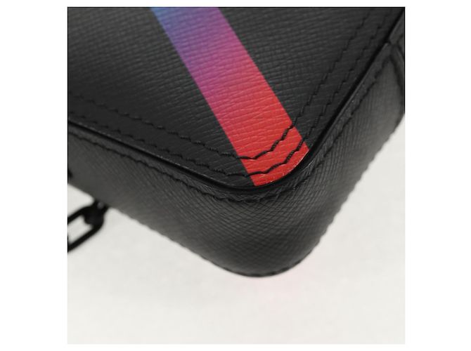 LOUIS VUITTON Borsa Messenger Danube Taiga Rainbow Nera M30332 LV Auth 146086SAM Nero - vista 18