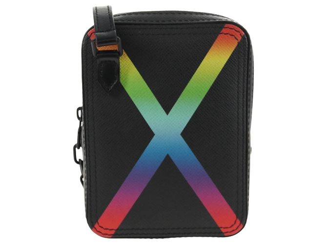 LOUIS VUITTON Borsa Messenger Danube Taiga Rainbow Nera M30332 LV Auth 146086SAM Nero - vista 2
