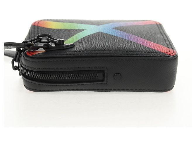 LOUIS VUITTON Borsa Messenger Danube Taiga Rainbow Nera M30332 LV Auth 146086SAM Nero - vista 3