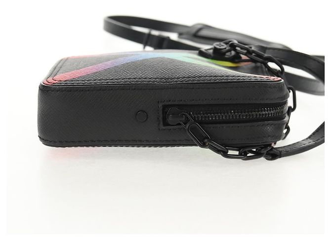 LOUIS VUITTON Borsa Messenger Danube Taiga Rainbow Nera M30332 LV Auth 146086SAM Nero - vista 4
