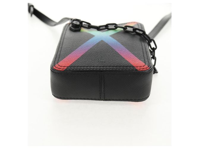 LOUIS VUITTON Borsa Messenger Danube Taiga Rainbow Nera M30332 LV Auth 146086SAM Nero - vista 5