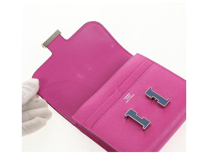 Hermès HERMES Kompakte Constance Geldbörse Leder Lila Rosa Auth 142362SAM - Ansicht 19