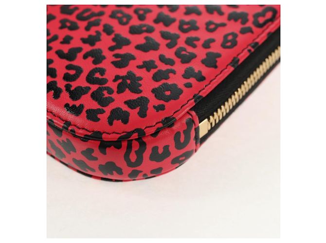 Pochette per telefono in pelle Christian Dior con catena 2 in 1 Rossa Oro Auth 147971SAM - vista 17