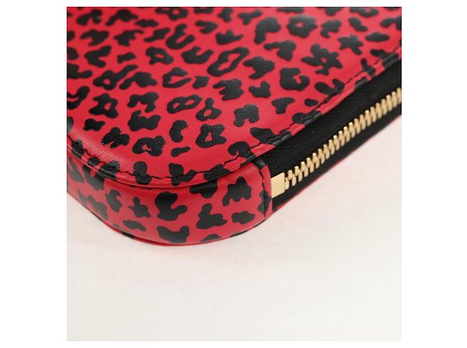 Pochette per telefono in pelle Christian Dior con catena 2 in 1 Rossa Oro Auth 147971SAM - vista 19
