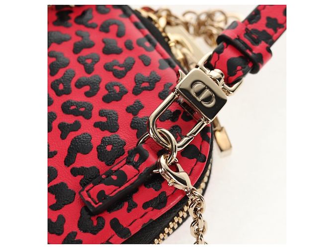 Pochette per telefono in pelle Christian Dior con catena 2 in 1 Rossa Oro Auth 147971SAM - vista 20
