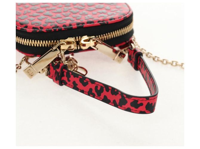 Pochette per telefono in pelle Christian Dior con catena 2 in 1 Rossa Oro Auth 147971SAM - vista 7