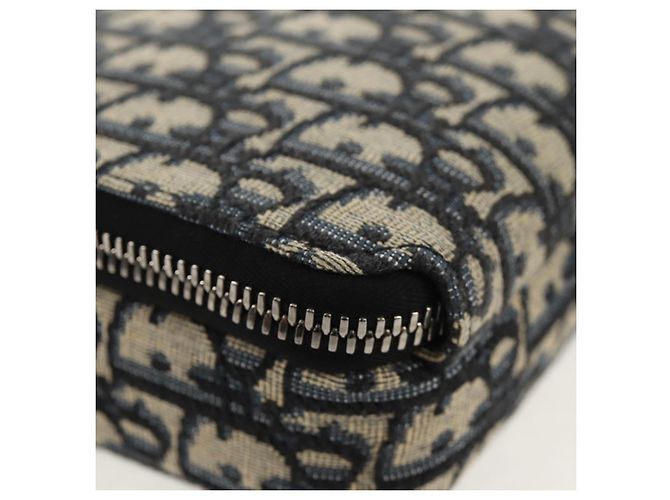 Borsa a spalla in tela obliqua Trotter Christian Dior blu navy argento Auth 148526SAM - vista 15