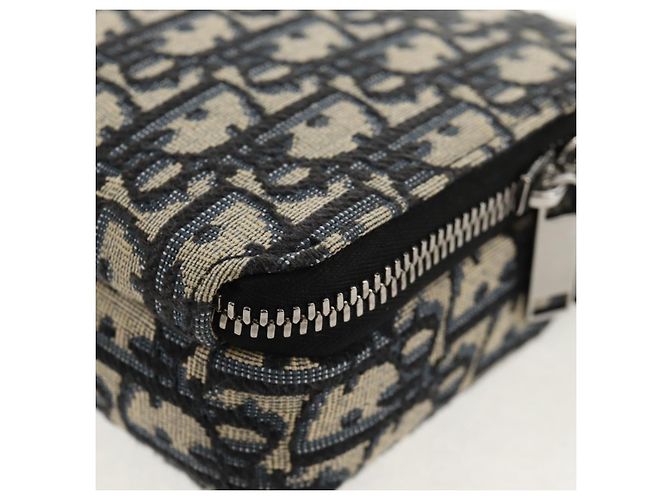 Borsa a spalla in tela obliqua Trotter Christian Dior blu navy argento Auth 148526SAM - vista 16