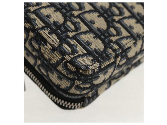 Borsa a spalla in tela obliqua Trotter Christian Dior blu navy argento Auth 148526SAM - vista 17