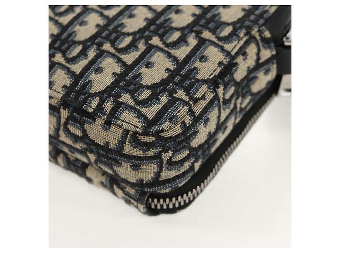 Borsa a spalla in tela obliqua Trotter Christian Dior blu navy argento Auth 148526SAM - vista 18