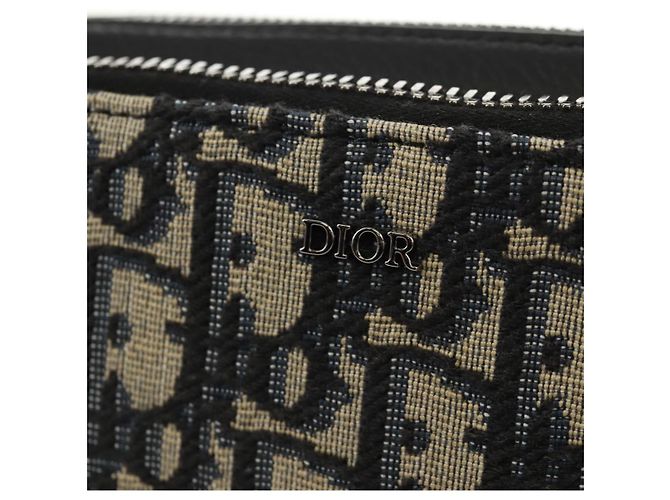 Borsa a spalla in tela obliqua Trotter Christian Dior blu navy argento Auth 148526SAM - vista 19