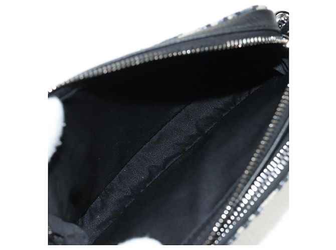 Borsa a spalla in tela obliqua Trotter Christian Dior blu navy argento Auth 148526SAM - vista 20