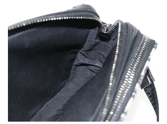 Borsa a spalla in tela obliqua Trotter Christian Dior blu navy argento Auth 148526SAM - vista 21