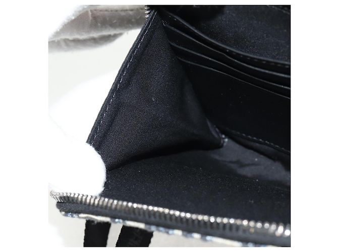 Borsa a spalla in tela obliqua Trotter Christian Dior blu navy argento Auth 148526SAM - vista 25