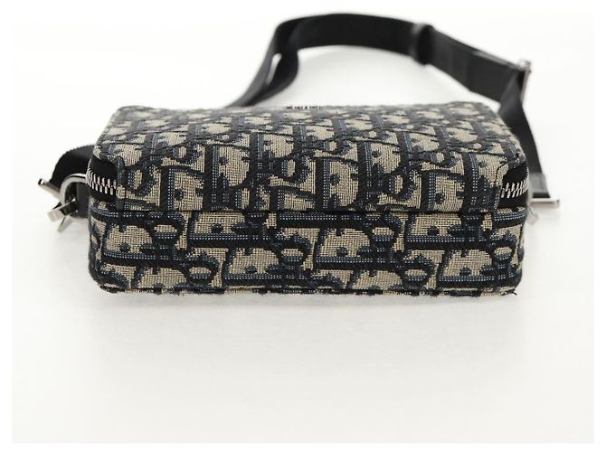 Borsa a spalla in tela obliqua Trotter Christian Dior blu navy argento Auth 148526SAM - vista 5