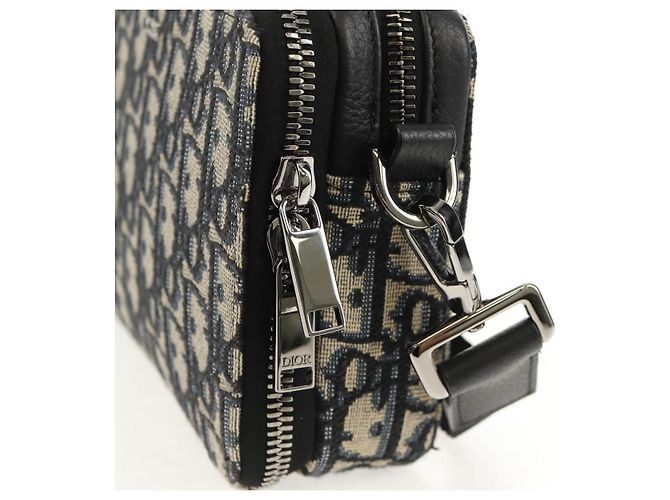Borsa a spalla in tela obliqua Trotter Christian Dior blu navy argento Auth 148526SAM - vista 9