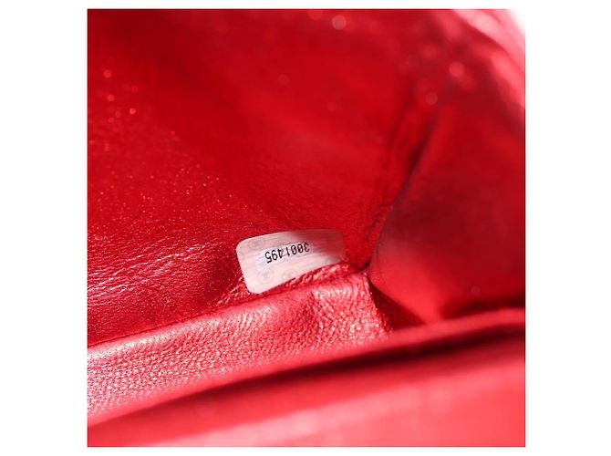 CHANEL Borsa a Mano Matelassé in Pelle Rossa Oro CC Auth 140357SM Rosso D'oro - vista 11